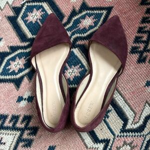 Jcrew burgundy suede pointed toe flats size 9.5